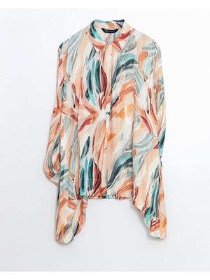 Lcw Modest  Desenli Oversize Kadın Gömlek Tunik