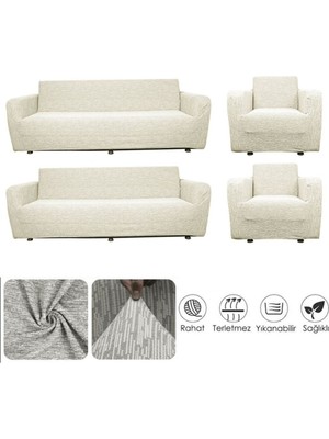 Jakarlı Düz Desen 3 3 1 1 Lastikli Koltuk Örtüsü Takımı Kanepe Çekyat Örtüsü Koltuk Kılıfı