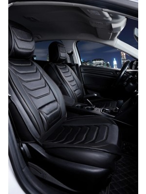Honda Legend Yarı Deri Oto Koltuk Kılıfı Bel Destekli Tam 5li Set Siyah