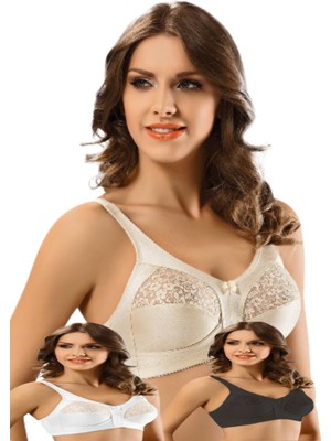 Le Jardin 800 Sütyen Desteksiz Balensiz Süper Minimiser Toparlayıcı 3 Adet Beyaz Siyah Bej  B, C, D Cup