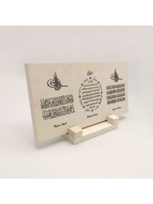 Teknotrust Nazar Ayeti, Bereket Duası, Ayet-El Kürsi Baskılı Doğaltaş Masaüstlük 10 x 20 Dh-31