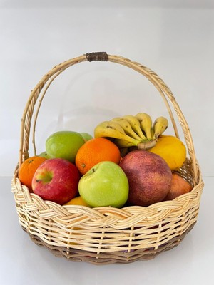 Beyaz Atölye El Örmesi 3 Saplı Büyük Boy  x xl Meyve Sepeti