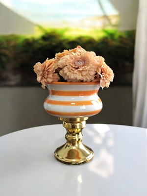 Teknotrust Dekoratif Obje Gold Ayaklı Saksı Soft Sarı Klasik Zebra - Feray Home