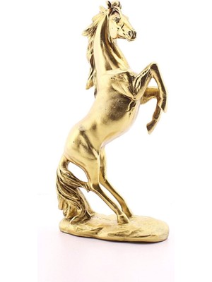 Şahlanan At Figürlü Gold Renk Dekoratif Biblo Ev - Işyeri - Ofis Için Süs