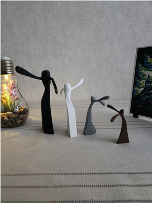 4'lü Tavşan Biblosu Seti - Dekorasyon Biblo Heykel Figür Dekor Ev  Dekorasyon  Altındal Home