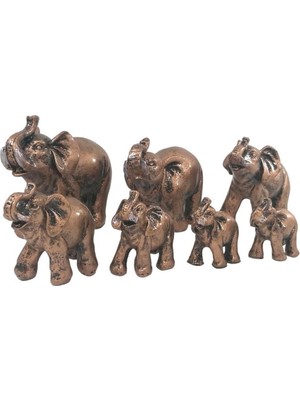 Yedili Uğurlu Fil Dekoratif Biblo