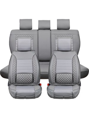 Citroen C1 Yarı Deri Platin Serisi Oto Koltuk Kılıfı Tam Set Gri