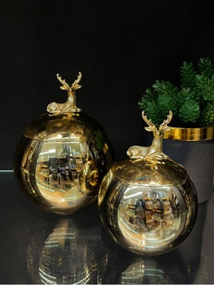 Dekoratif 2'li Geyik Kapak Top Aksesuar Obje