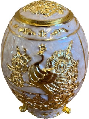 Teknotrust Faberge Yumurta Kürdanlık Tavuskuşu Desenli 15  cm