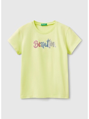 Benetton Baskılı Sarı Kız Çocuk T-Shirt 3I1XC10MZ