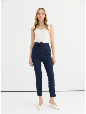 Selen Normal Bel Standart Lacivert Kadın Pantolon 25YSL5351