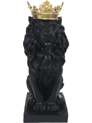 Siyah Aslan Kral Figürü Biblo