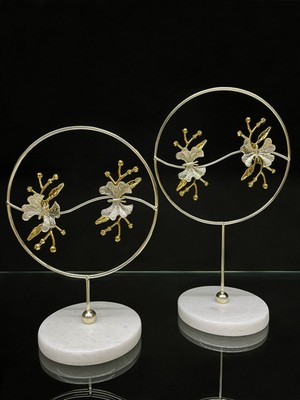 Teknotrust Dekoratif 2'li Mermer Taban Kelebek Aksesuar Obje