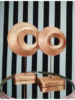 2'li Şık Dekoratif Halka Bakır Renk Dekor Obje