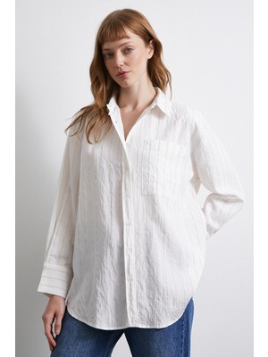 Çizgili Cepli Gömlek Pembe