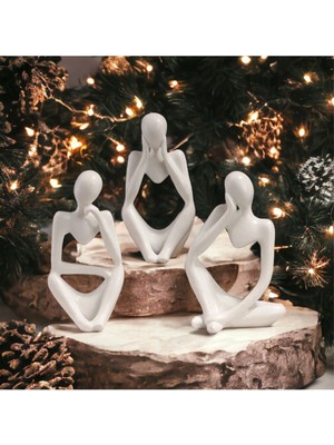 Teknotrust Üçlü Düşünen Kadın Figür Heykel 13  cm