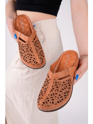 Kadın Hakiki Deri Taba Masaj Tabanlı Rahat Terlik( 1 Numara Büyük Sipariş Veriniz)