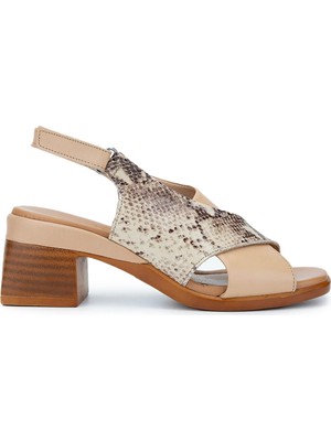 Tamer Tanca Kadın Hakiki Deri Nude/kahverengi Topuklu Sandalet 956 12101 Bn Sndlt Y25 Nude/khv Yln