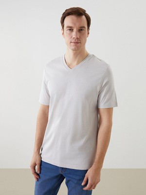 Lcwaıkıkı Classic  V Yaka Kısa Kollu Penye Erkek Tişört