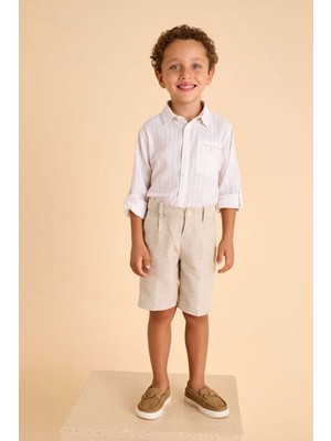Düğmeli ve Fermuarlı Kapatma Yan Cepli Günlük ve Özel Gün Bayramlık Erkek Çocuk Şort