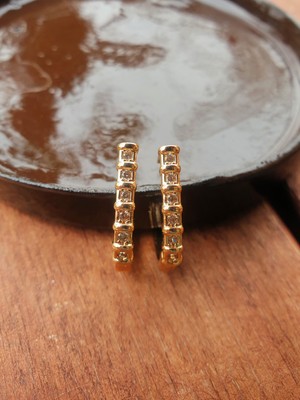 Gold Zirkon Taş Süslemeli J Model Kadın Halka Küpe