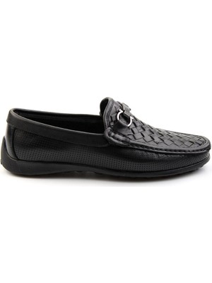 Bambi Siyah Leather Erkek Loafer Ayakkabı E01557255316