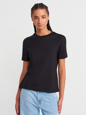 Dilvin 31791 Bisiklet Yaka T-Shirt-Siyah