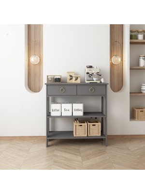 Luvia Mobilya Çift Çekmeceli Kahve Köşesi Antrasit