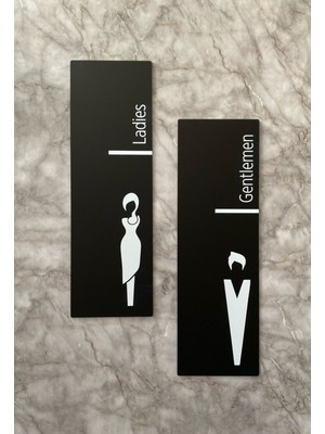 Siyah Mat Fine Serisi Kadın&erkek Wc Yönlendirme Levha Seti