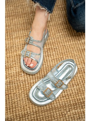 Purly Mavi Çift Tokalı Kadın Babet