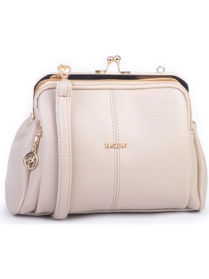 Nas Bag Burslu Klipsli Vintage Omuz ve Çapraz Çanta (23X20 cm Ebatlarındadır) Kum Victoria