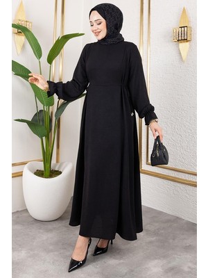 MecModest Yanları Bağcıklı Elbise Siyah