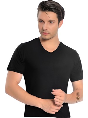 İki Yıldız Erkek Modal V Yaka Kısa Kol 6'lı Paket