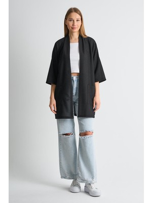 Alexandergardı Cepli Dokulu Desenli Uzun Kadın Hırka