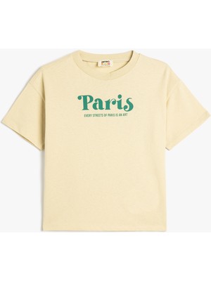 Koton Slogan Baskılı Bisiklet Yaka Kısa Kollu Pamuklu Oversize Tişört