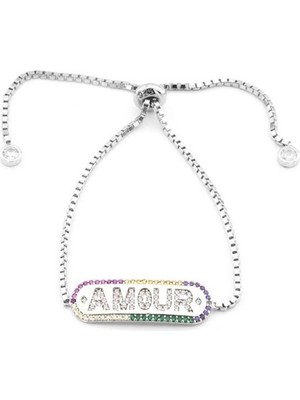 Necati Gün Amour (Aşk) Yazılı Plaka Gümüş Bileklik