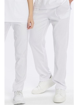 Happiness Basic - Likralı Doktor Hemşire Scrubs Tek Alt Cerrahi Forma (Unısex), Beyaz