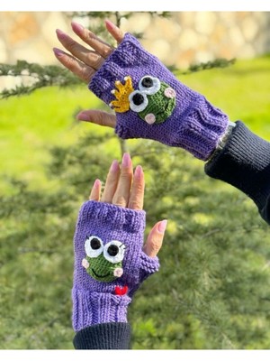 El Örgüsü Parmaksız Kadın Eldiven, El Örgüsü Eldiven