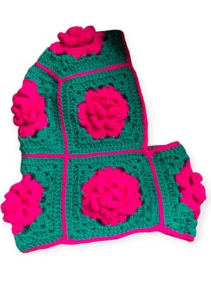 Gül Motifli Crochet Balaclava El Örgüsü Boyunluklu Bere,örgü Şapka