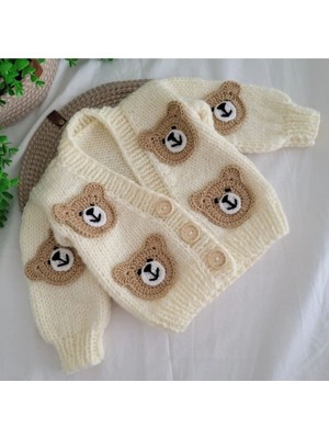 El Örgüsü Ayılı Erkek Bebek ,çocuk Hırkası