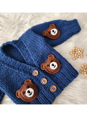 El Örgüsü Ayılı Erkek Bebek ,çocuk Hırkası