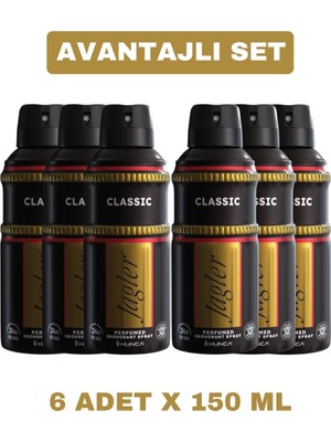 Jagler Erkekler İçin 150 ml X 6 Adet Parfümlü Deodorant Sprey Klasik Koku