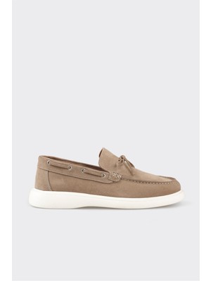 Elle Bej Deri Erkek Loafer Ayakkabı EVA Taban ile Günlük Kullanım için Rahat Tasarım