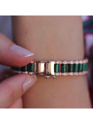 Necati Gün Peridot Taşlı Rose Gold Kaplama Gümüş Bileklik