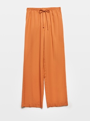 Dilvin 71536 Belden Bağlamalı Dökümlü Pantolon-A.kiremit