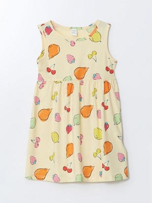 LC Waikiki LCW Kids Kız Bebek Desenli Penye Elbise %100 Pamuk Bisiklet Yaka Çiçekli Model