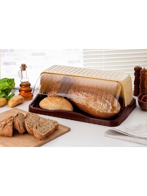 Omnipazar SY-5325 Plastik Elite Ekmek Kutusu Kahverengi