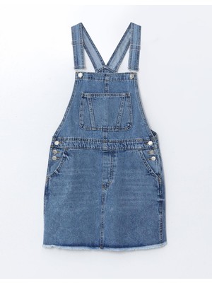 Xsıde Mavi  Yaka Kadın Jean Salopet Elbise