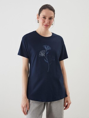 Lcwaıkıkı Classic  Bisiklet Yaka Taşlı Kadın Tişört