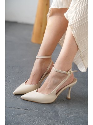 Moda Adam Kadın Montana Ince Topuklu Ayakkabı - Ten Deri